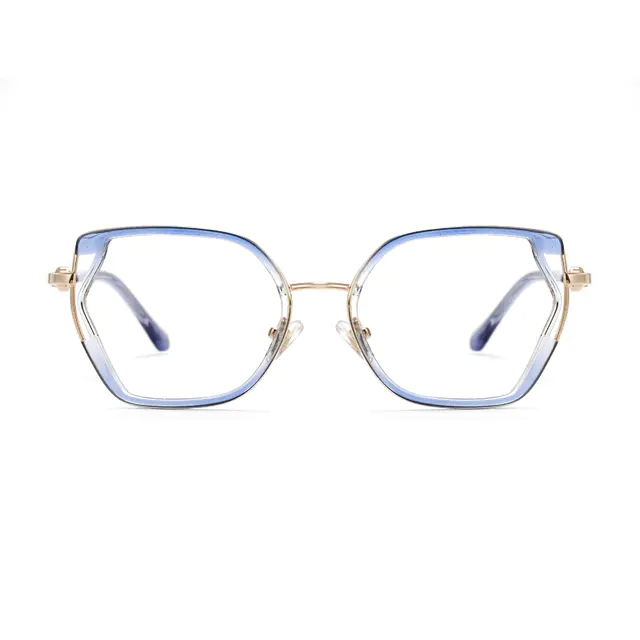 Geometric Transparent Blue Eyeglasses