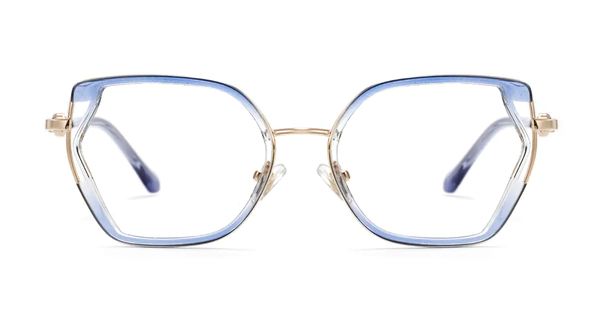 Geometric Transparent Blue Eyeglasses