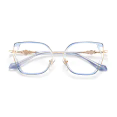 Geometric Transparent Blue Eyeglasses