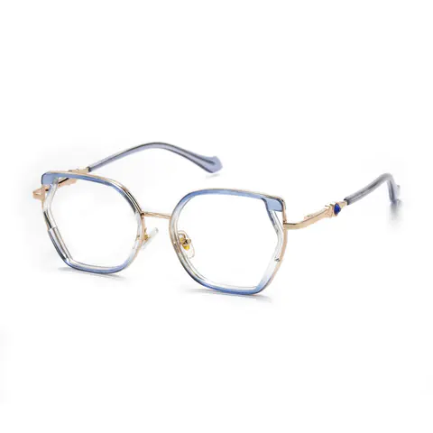 Geometric Transparent Blue Eyeglasses