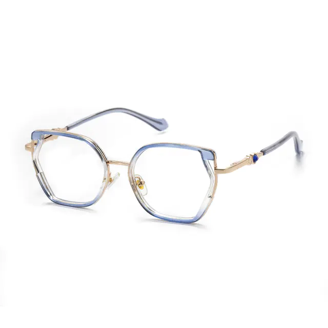 Geometric Transparent Blue Eyeglasses