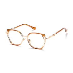 Geometric Transparent Brown Eyeglasses