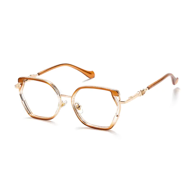 Geometric Transparent Brown Eyeglasses