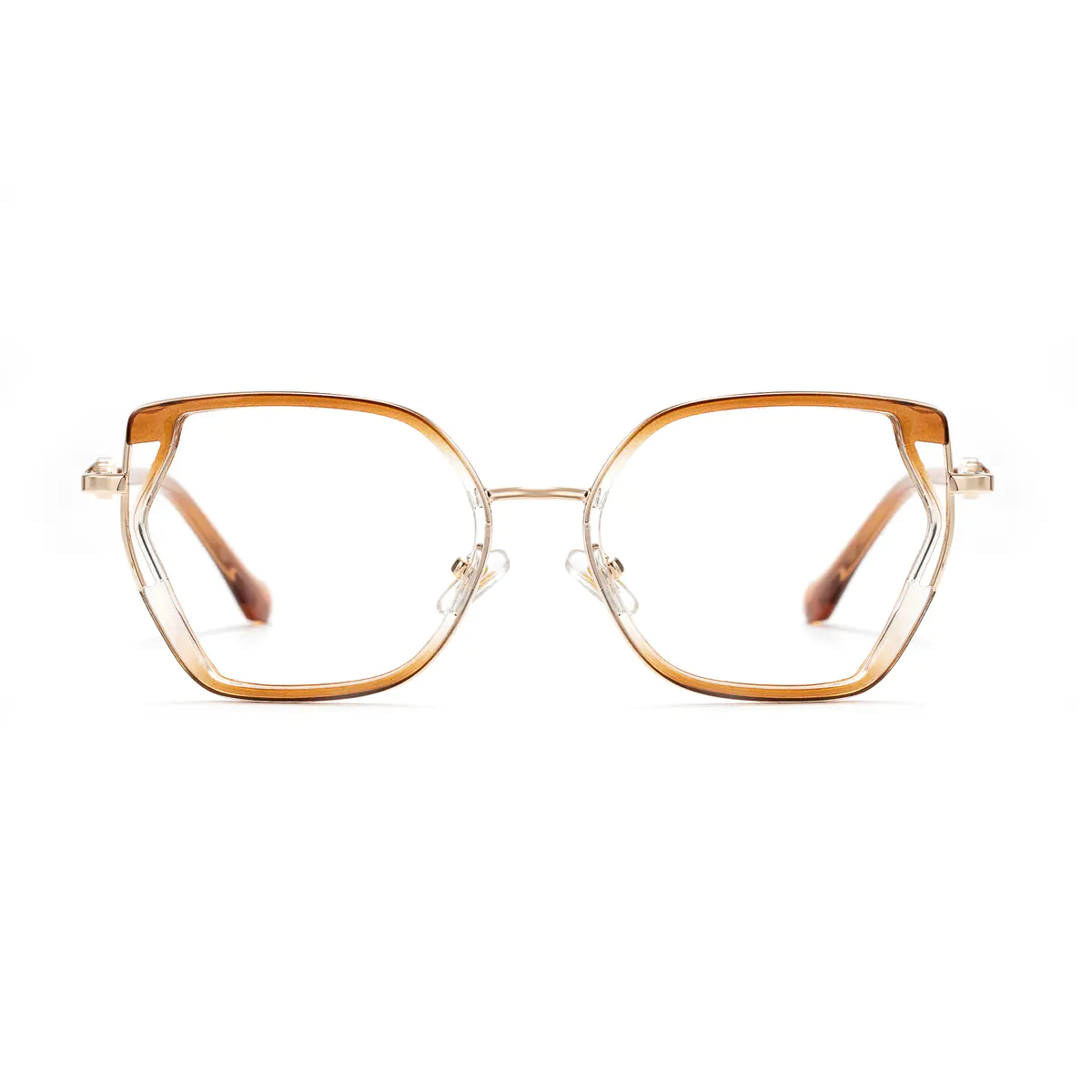 Geometric Transparent Brown Eyeglasses