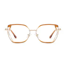 Geometric Transparent Brown Eyeglasses