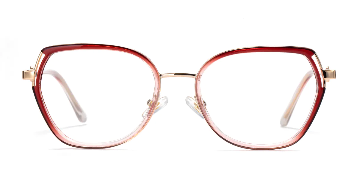 Geometric Gradient Red Eyeglasses