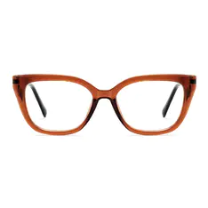 Cat-eye Transparent Brown Eyeglasses