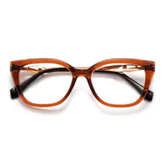 Cat-eye Transparent Brown Eyeglasses