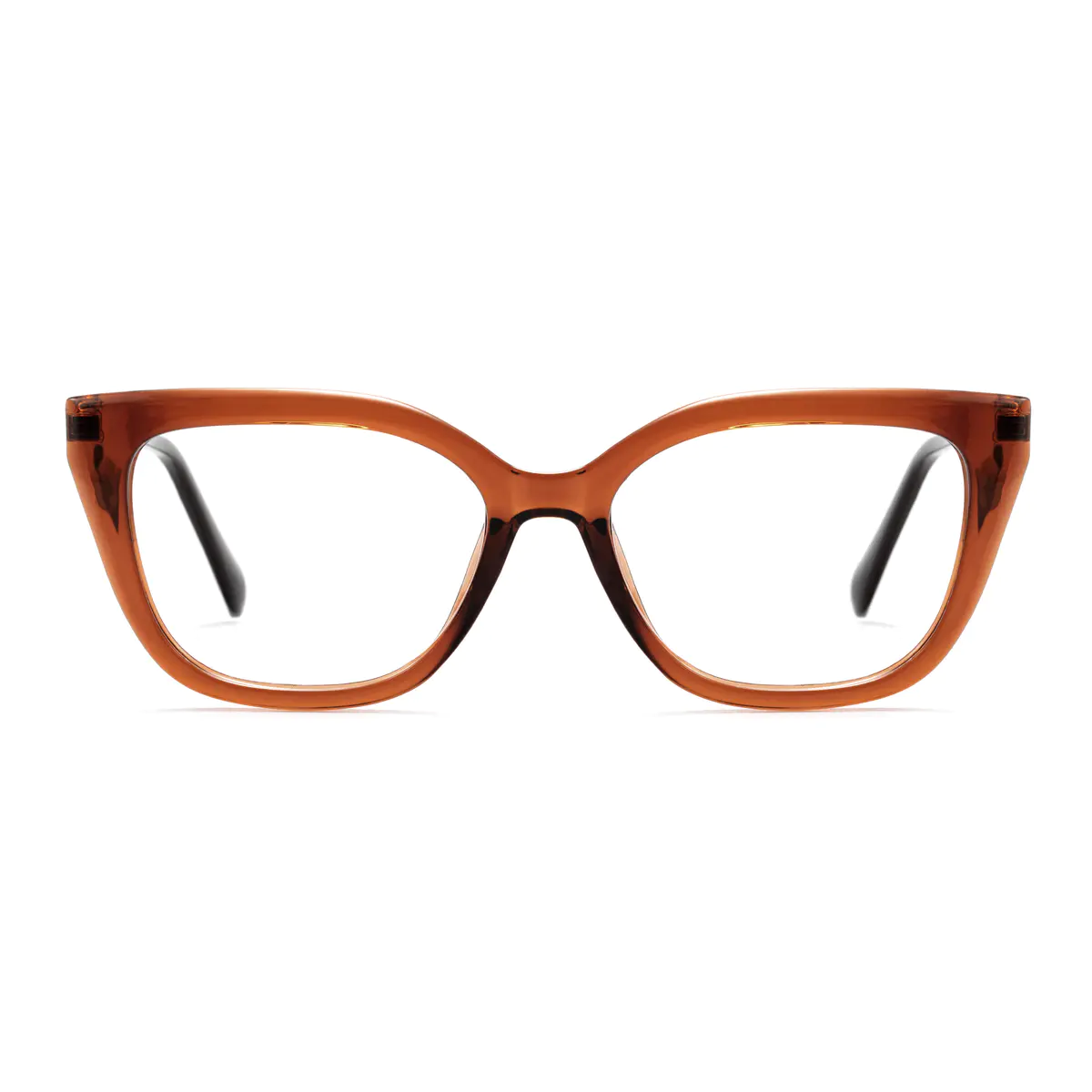 Cat-eye Transparent Brown Eyeglasses