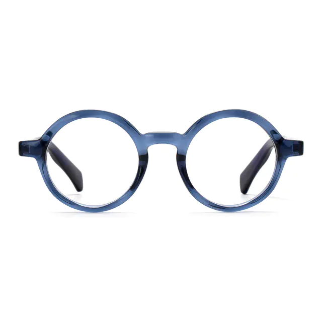 Round Blue Eyeglasses