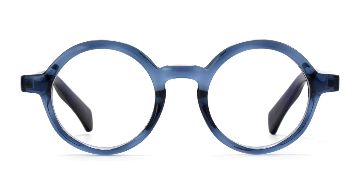 Round Blue Eyeglasses