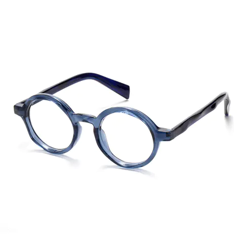Round Blue Eyeglasses