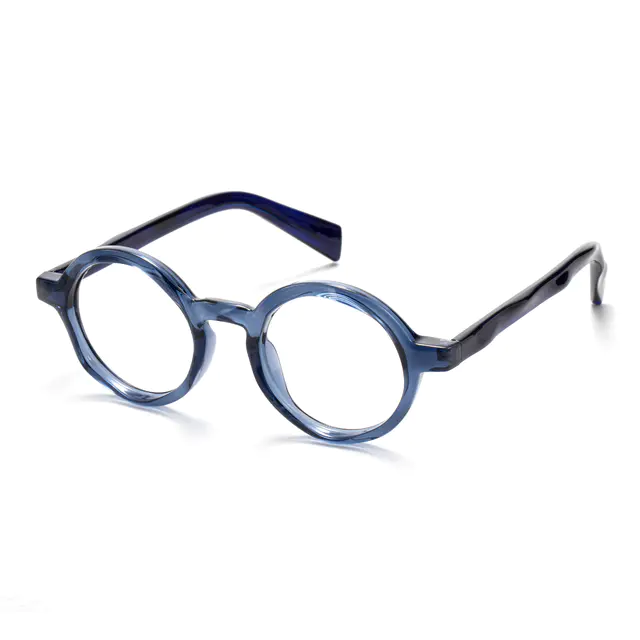 Round Blue Eyeglasses