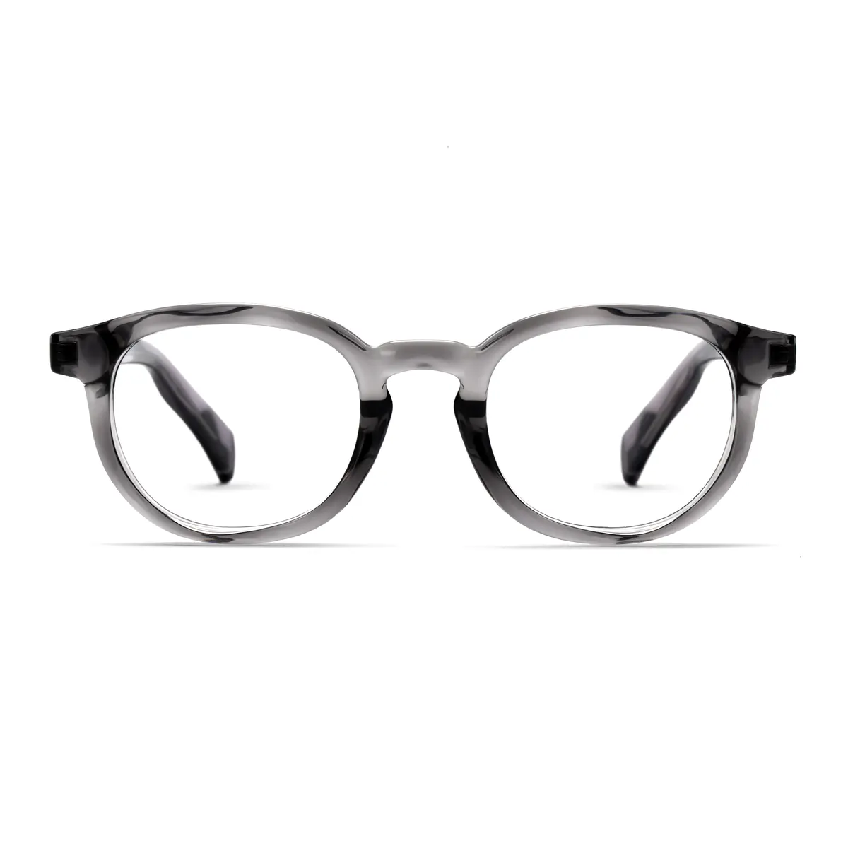 Round Transparent Gray Eyeglasses