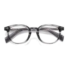 Round Transparent Gray Eyeglasses