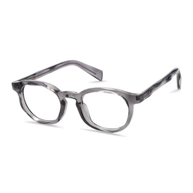 Round Transparent Gray Eyeglasses
