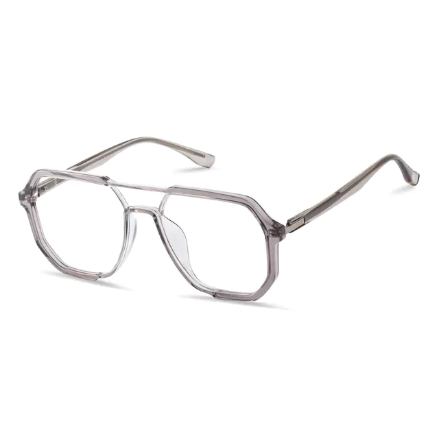 Aviator Transparent Gray Eyeglasses
