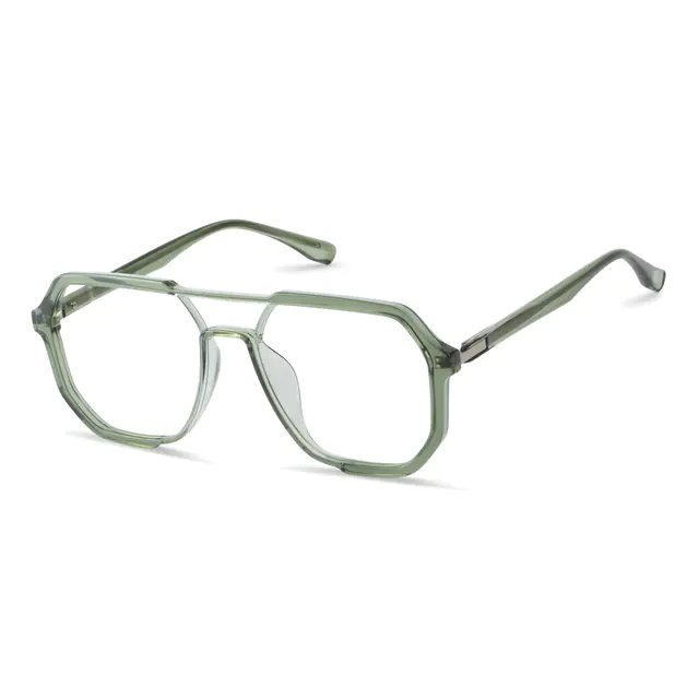 Aviator Transparent Green Eyeglasses