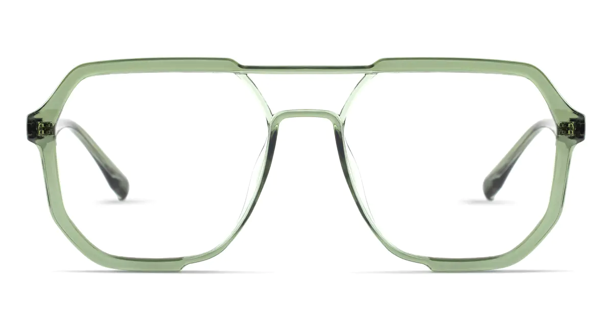 Aviator Transparent Green Eyeglasses