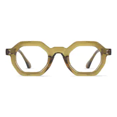 Geometric Transparent Olive Green Eyeglasses