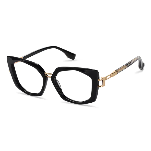 Geometric Black/Gold Eyeglasses