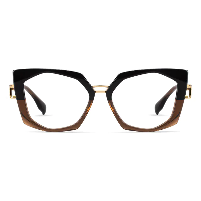 Geometric Brown/Gold Eyeglasses