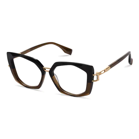 Geometric Brown/Gold Eyeglasses