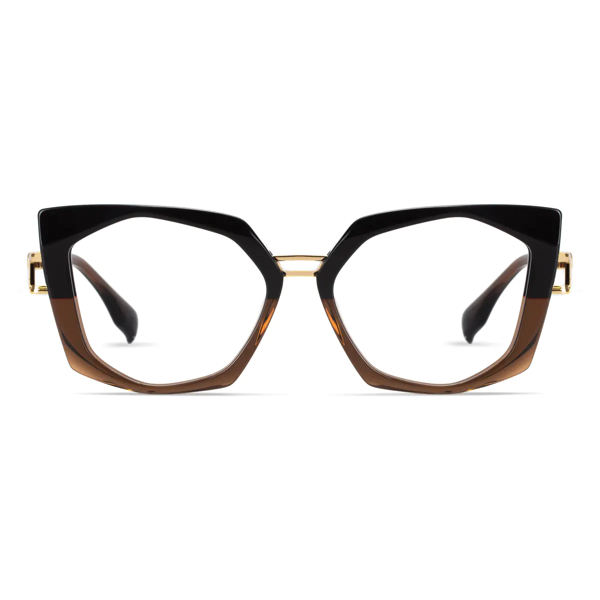 Geometric Brown/Gold Eyeglasses