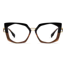 Geometric Brown/Gold Eyeglasses