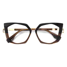 Geometric Brown/Gold Eyeglasses