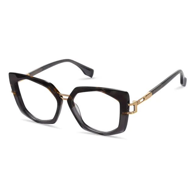 Geometric Tortoiseshell/Gold Eyeglasses