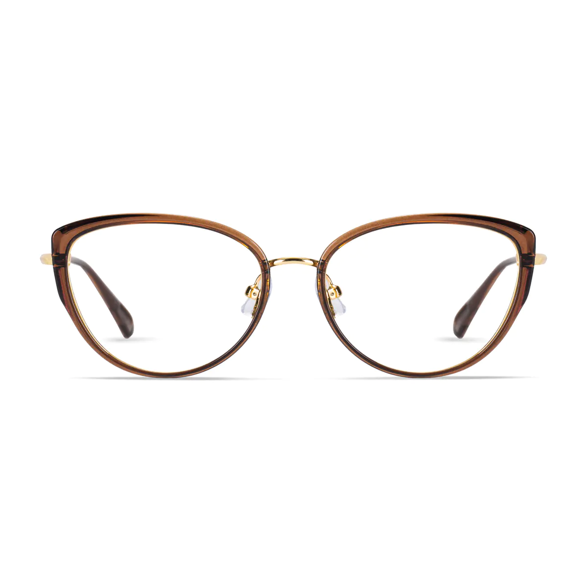 Cat-Eye Transparent Brown Eyeglasses