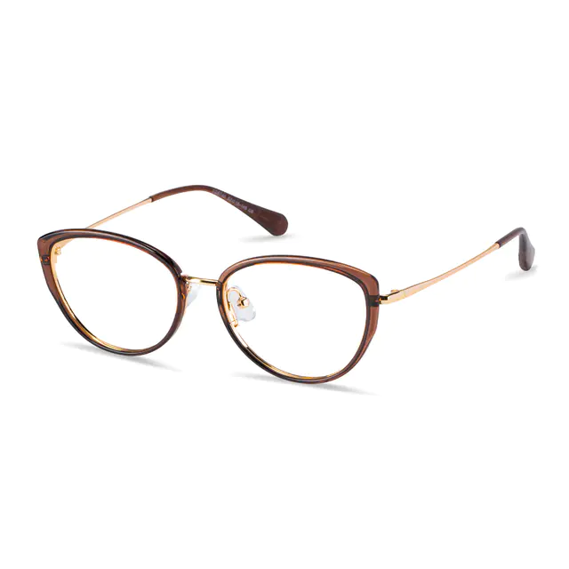 Cat-Eye Transparent Brown Eyeglasses