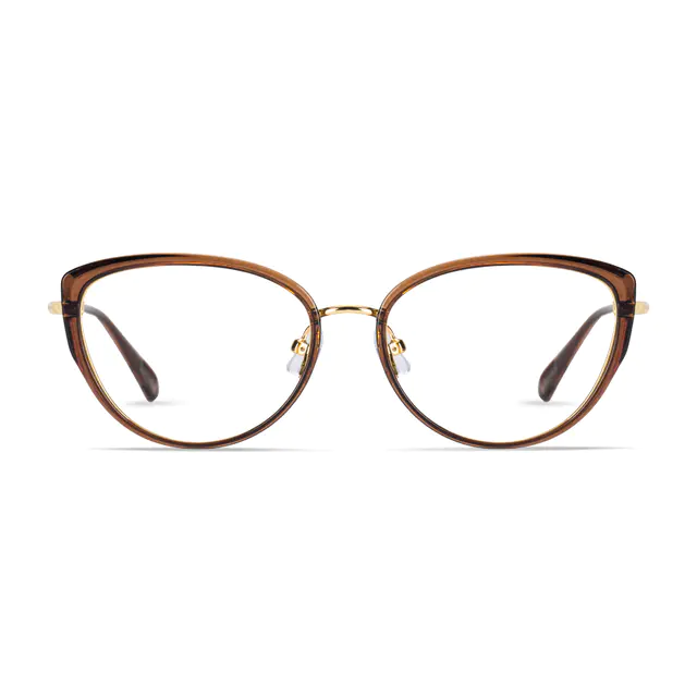 Cat-Eye Transparent Brown Eyeglasses