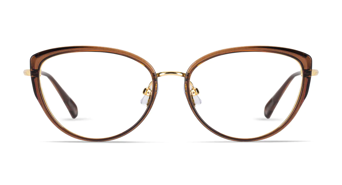 Cat-Eye Transparent Brown Eyeglasses