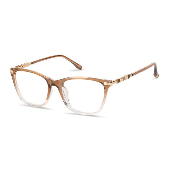 Cat-eye Gradient Brown Eyeglasses