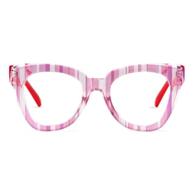 Square Pink/Striped Eyeglasses