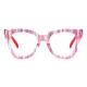 Square Pink/Striped Eyeglasses