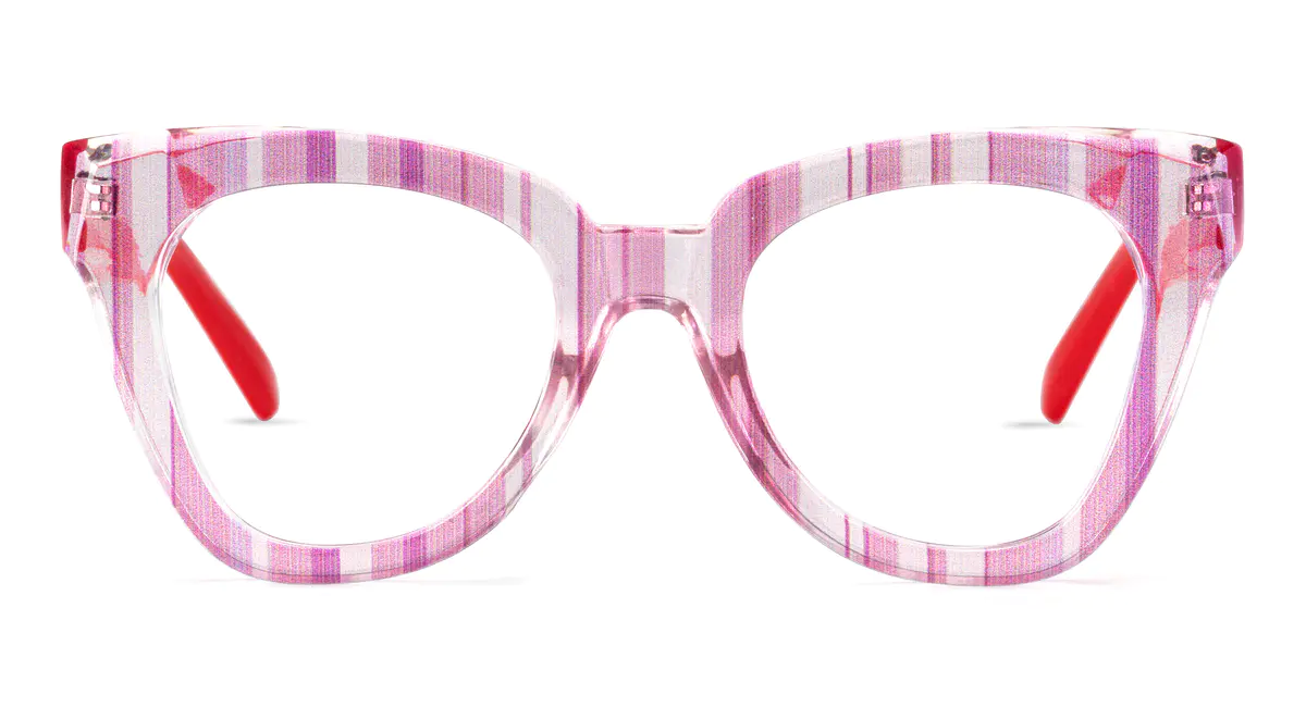 Square Pink/Striped Eyeglasses