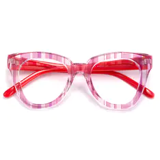 Square Pink/Striped Eyeglasses