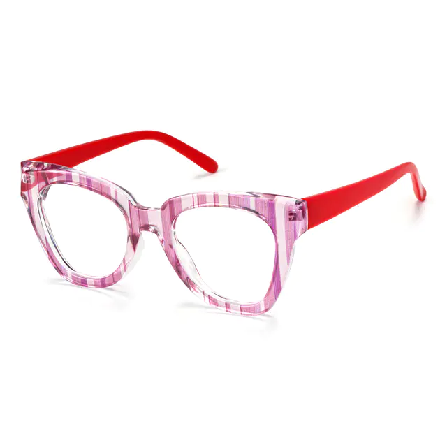 Square Pink/Striped Eyeglasses