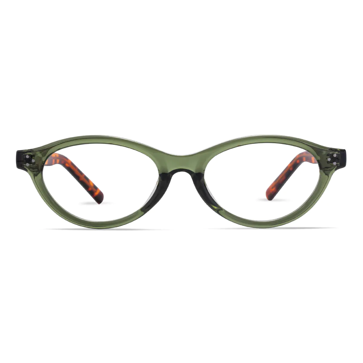Oval Transparent Green Eyeglasses