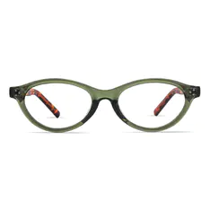 Oval Transparent Green Eyeglasses
