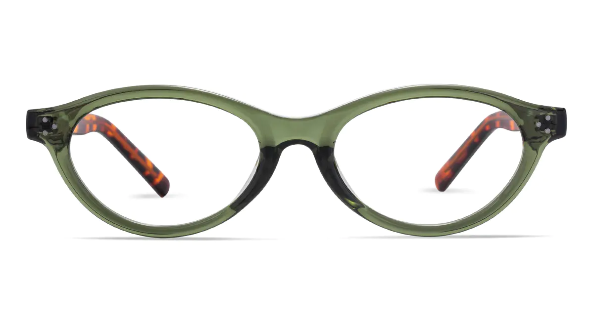 Oval Transparent Green Eyeglasses
