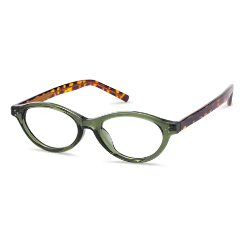 Oval Transparent Green Eyeglasses