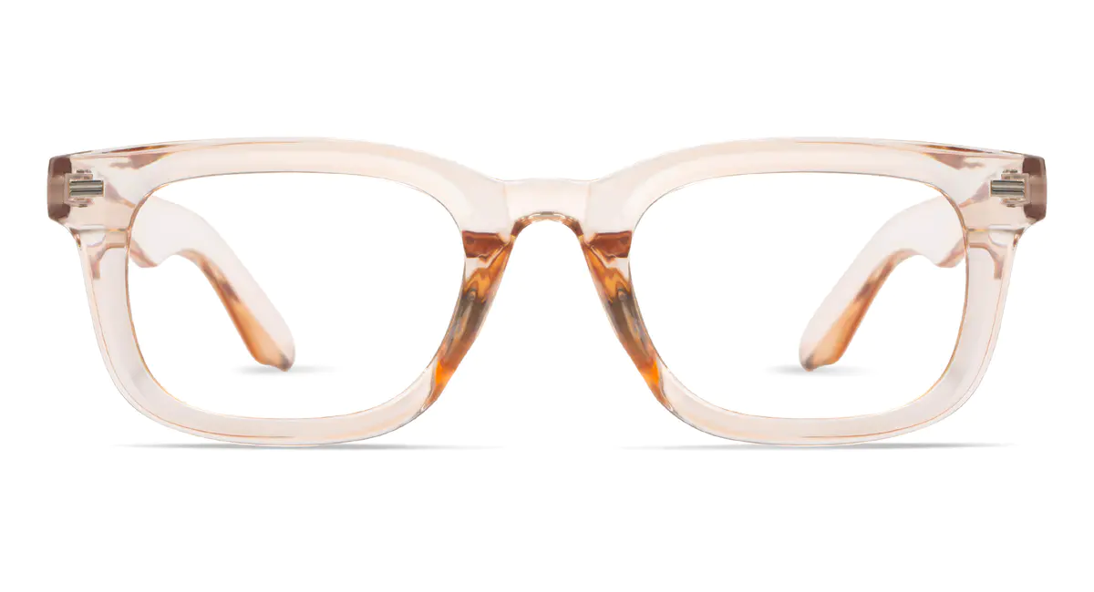 Rectangle Transparent Brown Eyeglasses