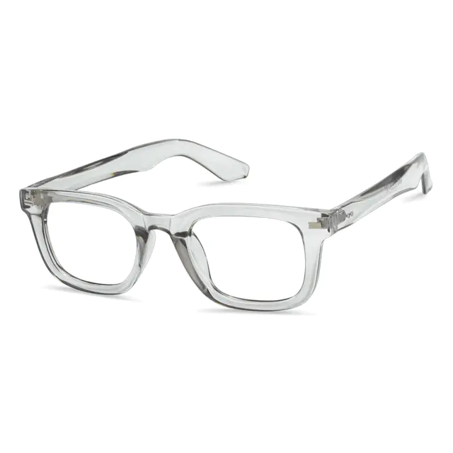 Square Transparent Gray Eyeglasses