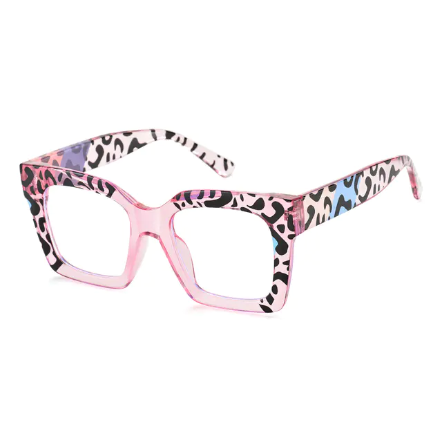 Square Transparent Pink Eyeglasses