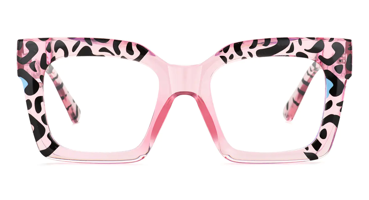 Square Transparent Pink Eyeglasses