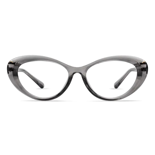 Cat-eye Transparent Gray Eyeglasses